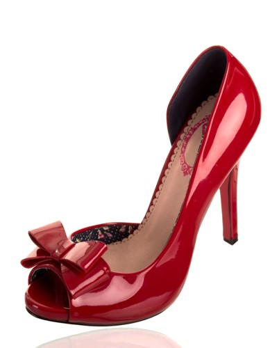 Banned Doris Red Patent Peep Toe Stiletto High Heel Court Shoes - KissShoe