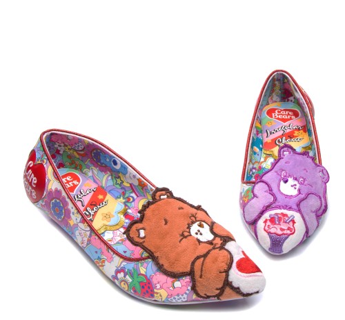 Irregular Choice Care Bears Sharing is Caring Purple Floral Low Heel Ballet Shoes KissShoe