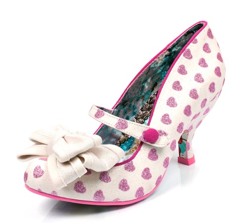 Irregular Choice Love Is In The Air While Pink Glitter Heart Mid Heel Shoes KissShoe