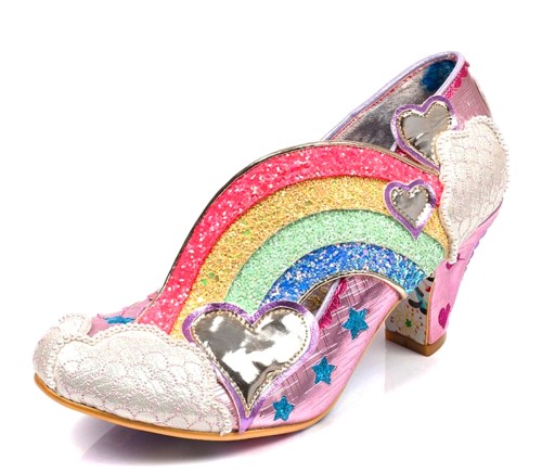 Irregular Choice Summer Of Love Pink Glitter Rainbow Heart Mid Heel ...