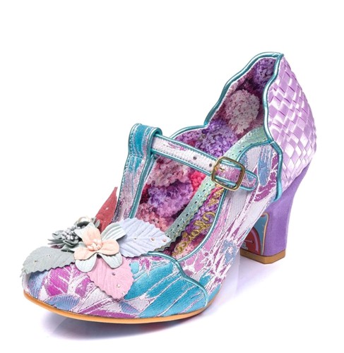 Irregular Choice Windermere Light Purple Blue Floral T Strap Mid Heel ...