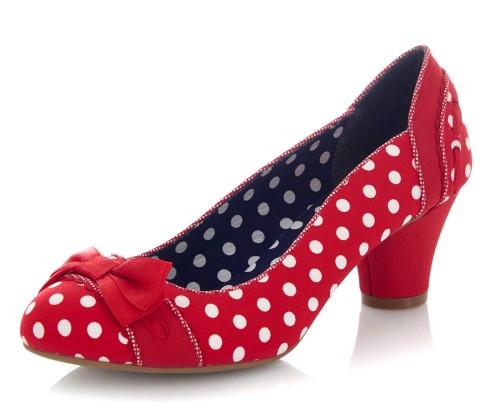 Ruby Shoo Hayley Red Spots Mid Heel 