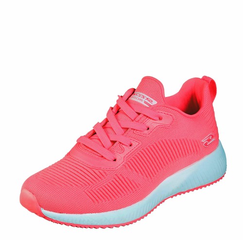 Skechers Bobs Squad Glowrider Neon Pink Memory Foam Low Top Trainers ...