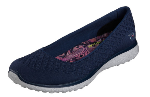 Skechers Microburst One Up Navy Memory Foam Comfort Ballet Shoes - KissShoe