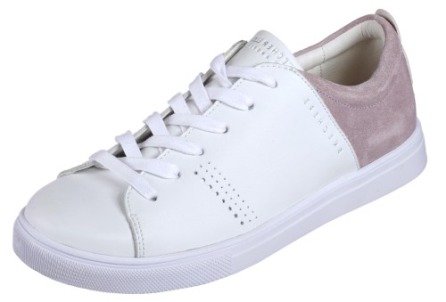 Skechers Moda Clean Street White Lavender Leather Memory Foam Trainers ...