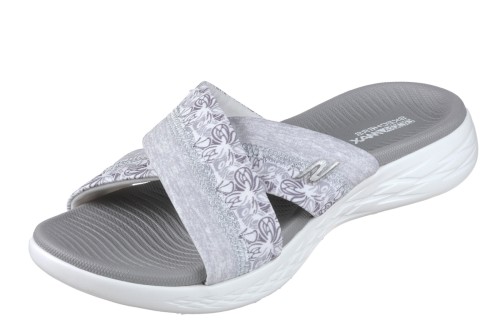 Skechers On The 600 Monarch White Grey Women's Comfort Sandals - KissShoe