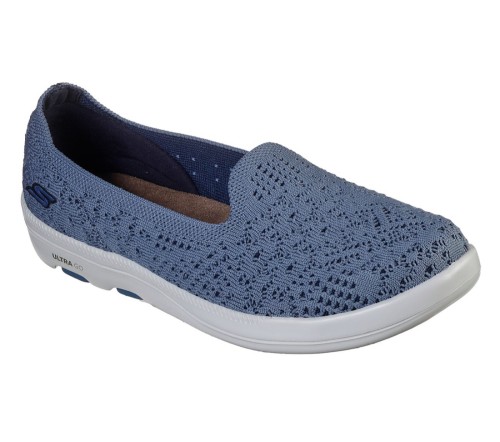 Skechers On The Go Bliss Elation Blue Floral Lace Slip On Comfort Shoes ...