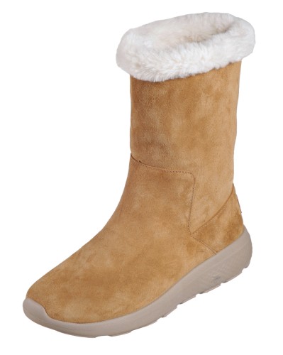 Skechers On The Go Appealing Chestnut Suede Fur Lined Mid Calf Boots - KissShoe