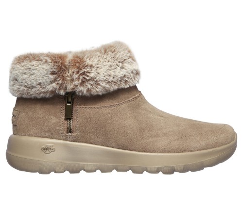 Skechers suede zip ankle boot with faux fur on sale