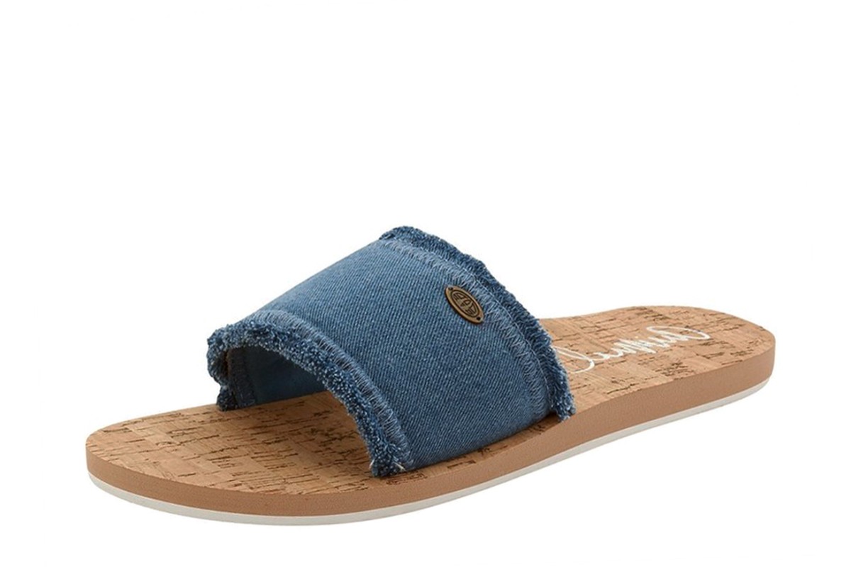 Animal Royal Denim Blue Slides Flat Slip On Sandals