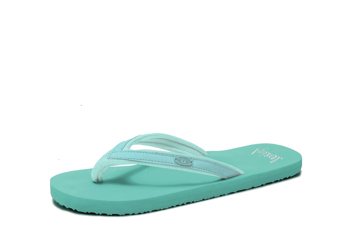 green flip flops womens