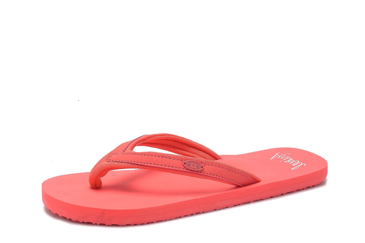 coral flip flops womens