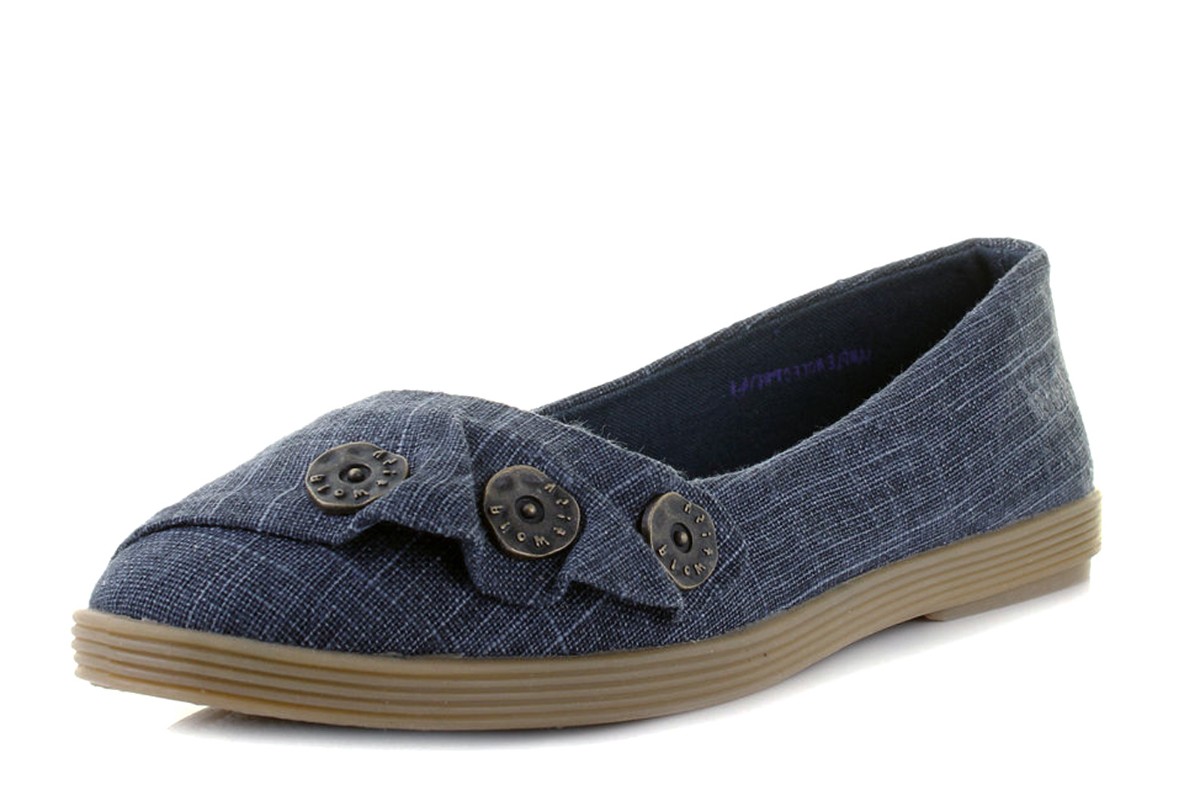 Blowfish Garden Navy Cozumel Linen Denim Flat Ballet Shoes