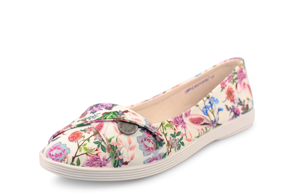 Blowfish Tizzy Off White Love Bird Floral Canvas Flat Ballet Shoes