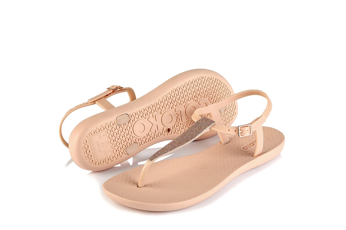 Coloko Amaryllis Blush Glitter T Strap Women’s Flat Sandals