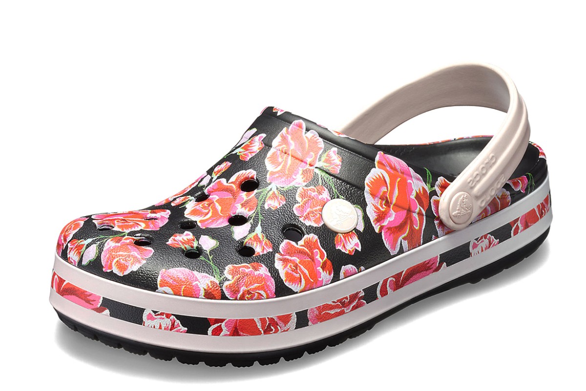 Crocs Crocband Graphic III Clog Black Pink Floral Comfort Shoes