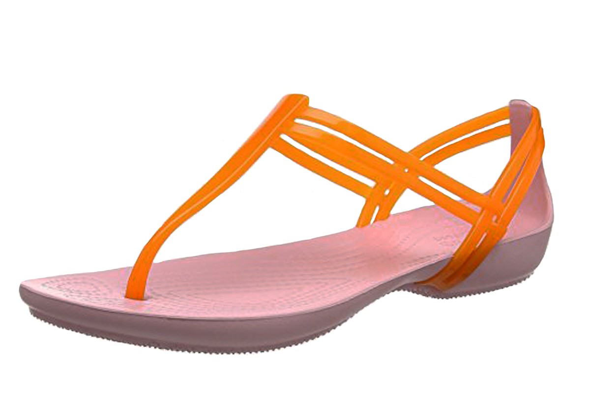 Crocs Isabella T Strap Active Orange Petal Pink Women’s Flat Sandals