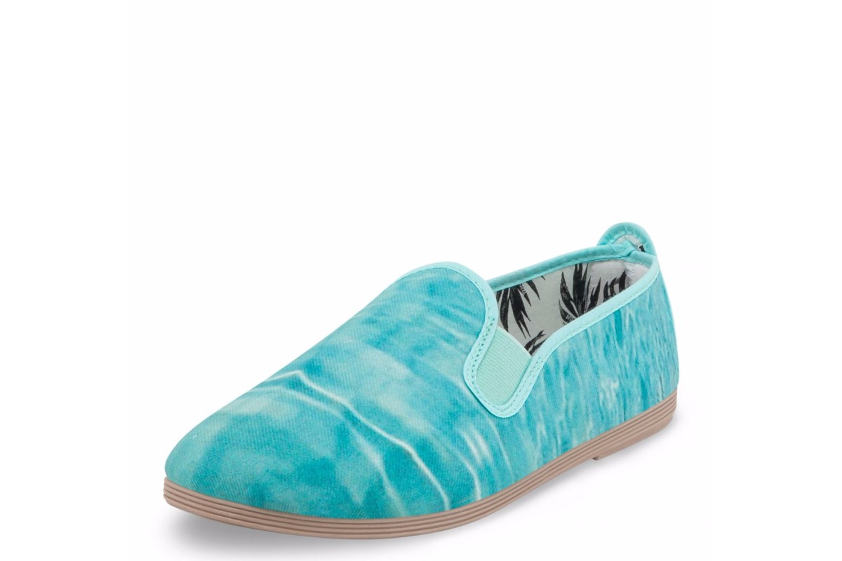 Flossy Tias Sea Print Women's Slip On Flat Plimsoll Shoes
