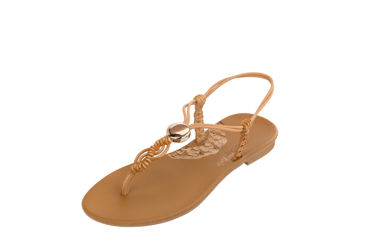 Grendha Macrame Sandal Tan Gold Flat Vegan Sandals
