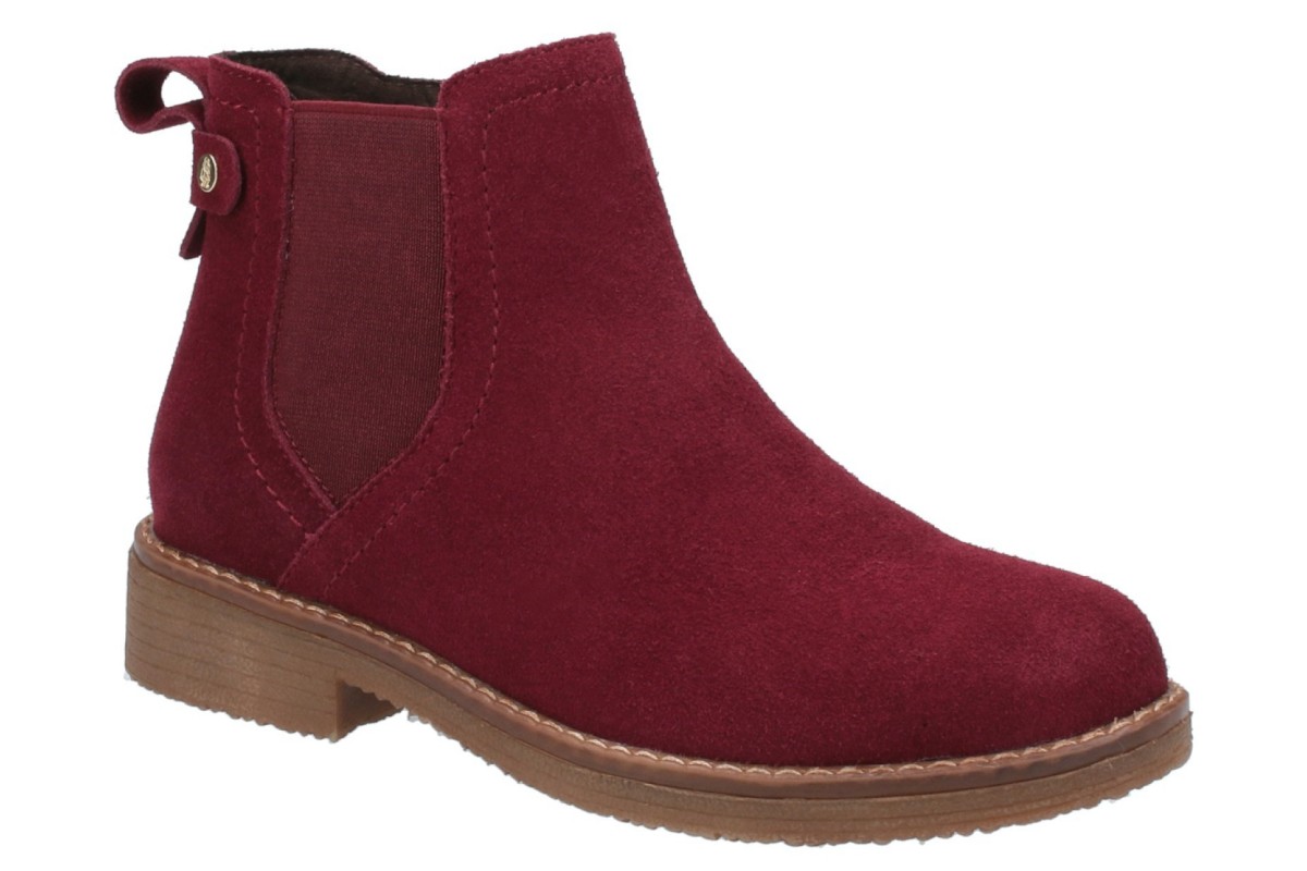 Hush Puppies Maddy Bordo Burgundy Suede Low Heel Chelsea Ankle Boots