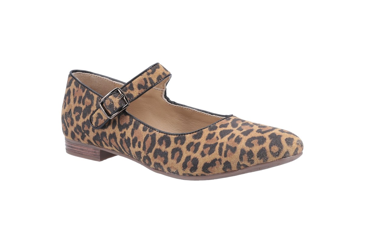 Hush Puppies Melissa Leopard Print Suede Mary Jane Flat Shoes