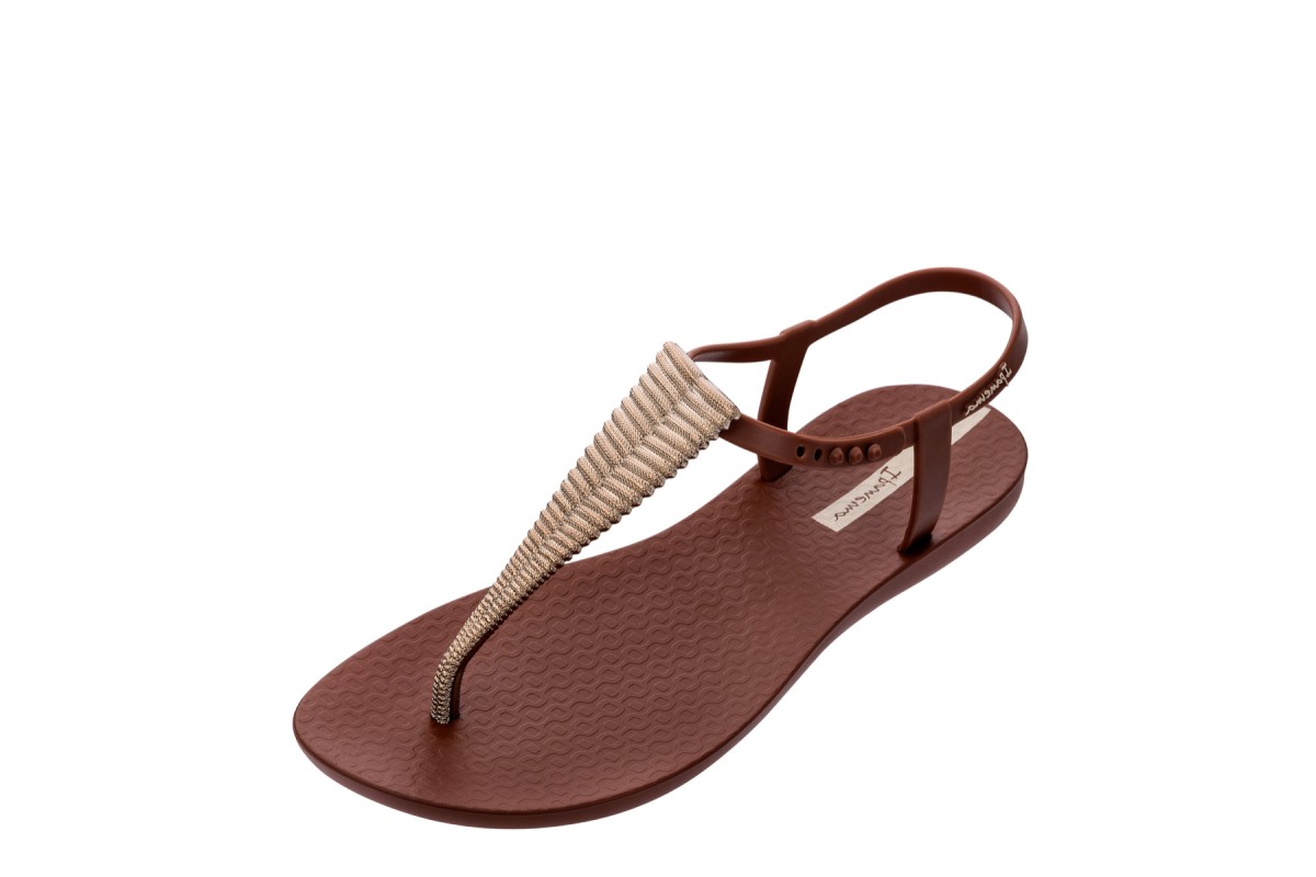 Ipanema Class Sandal Chrome Bronze Brown Gold T Strap Flat Vegan Sandals