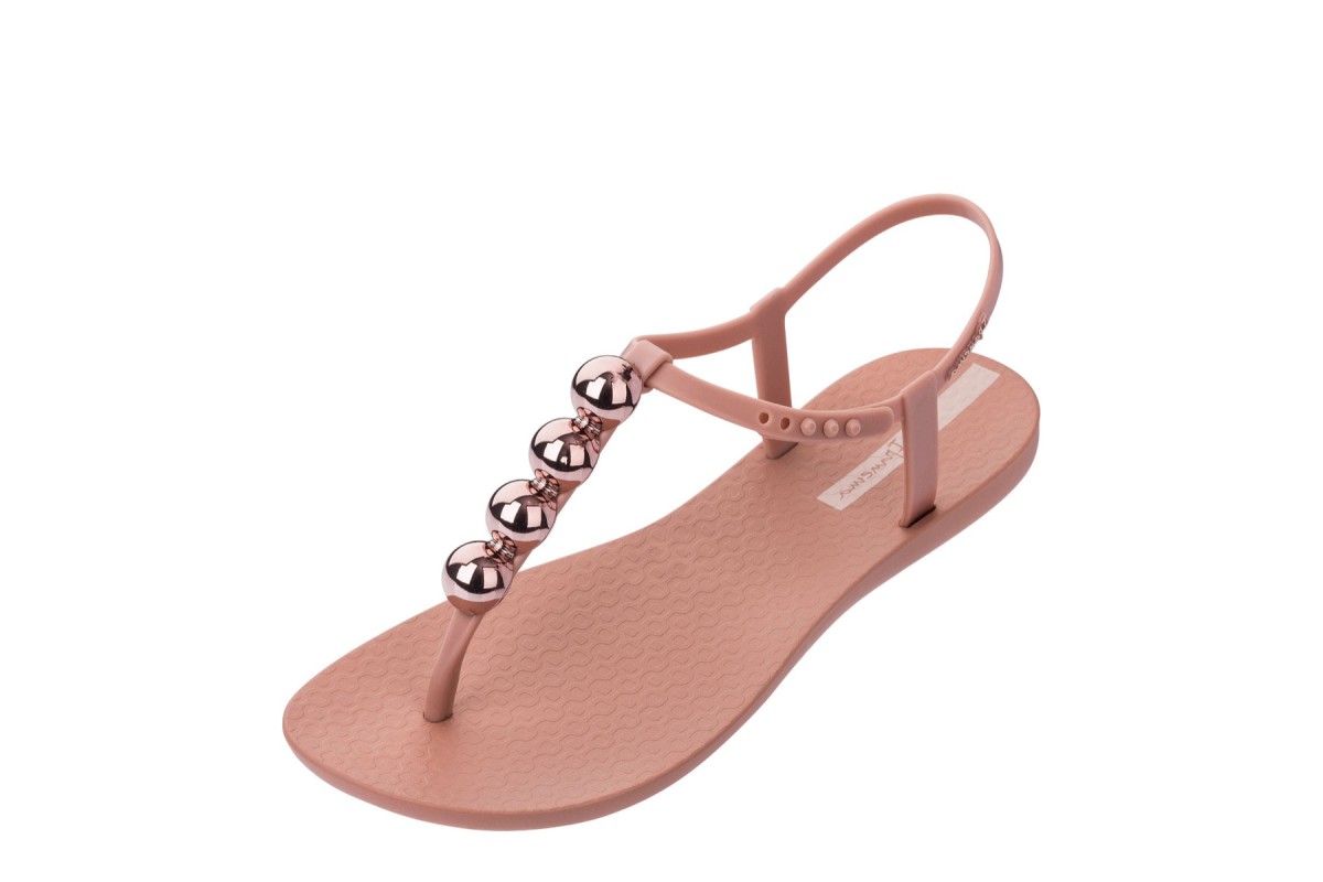 Ipanema Class Sandal Pebble Blush Chrome Rose Gold T Strap Flat Vegan Sandals