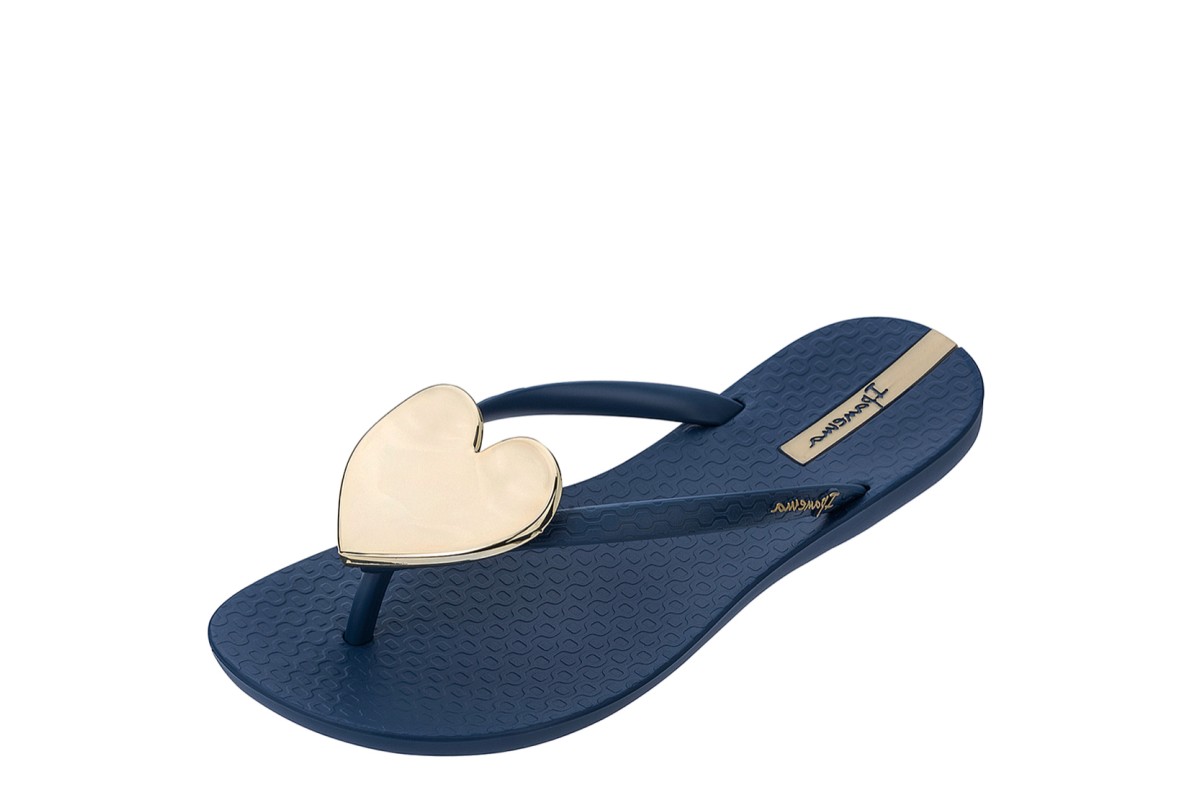 Ipanema Maxi Heart 21 Gold Navy Vegan Flip Flops Sandals
