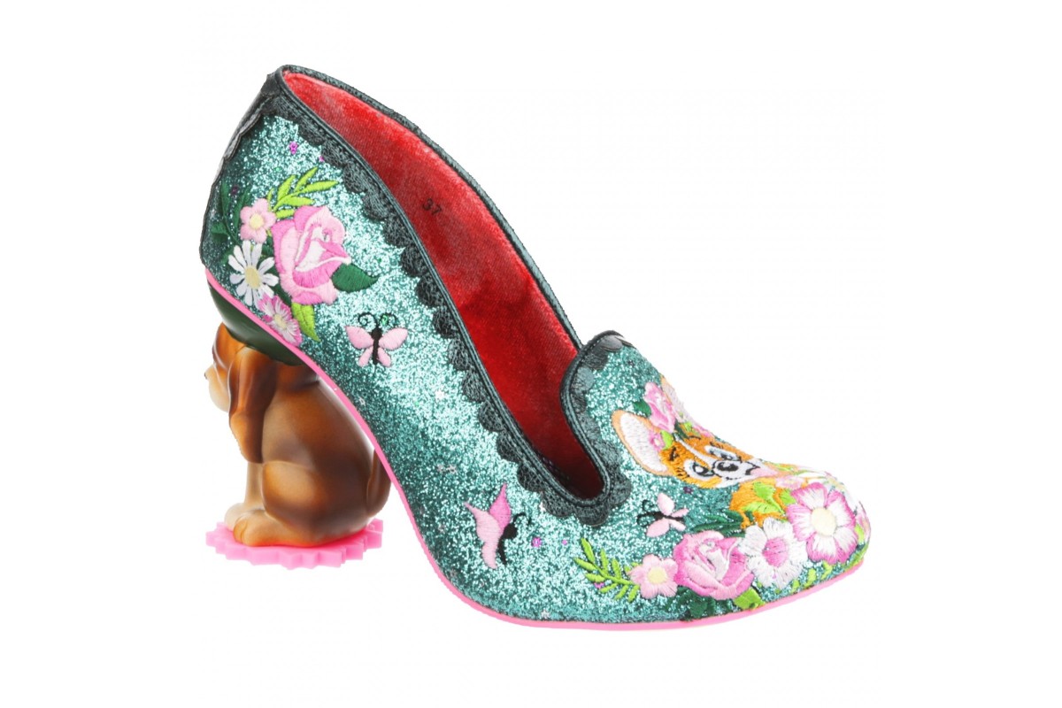 Irregular Choice Bougainvillea Turquoise Green Glitter Dog Character High  Heels - KissShoe