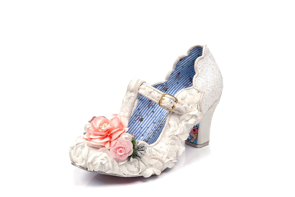 Irregular Choice Carriage Ride White Flower Embellished T Strap
