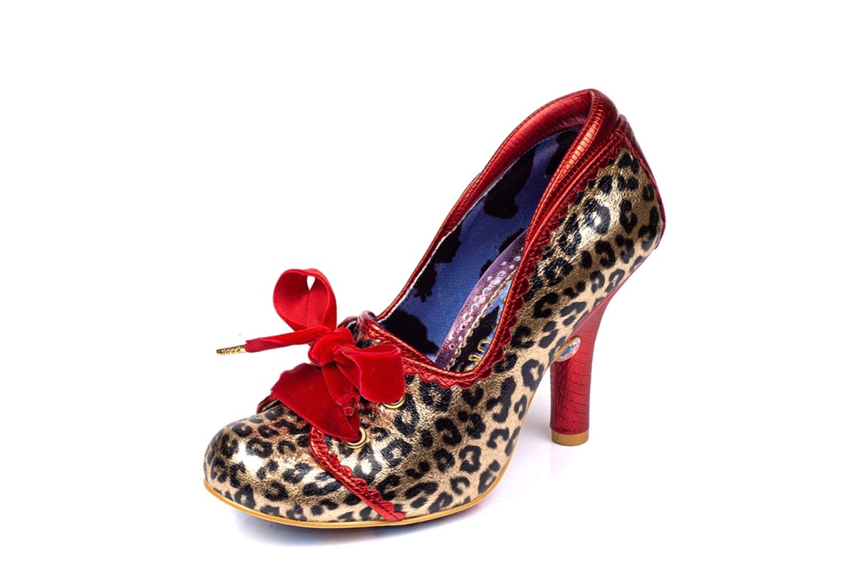 Irregular Choice Chips And Gravy Gold Red Leopard Lace Up High Heel Shoes