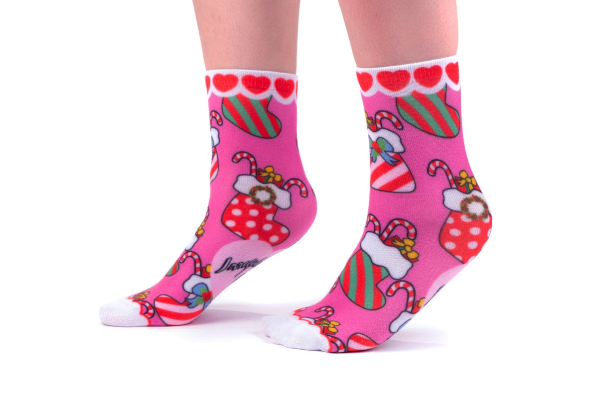 Irregular Choice Christmas Stocking Pink Ankle Socks