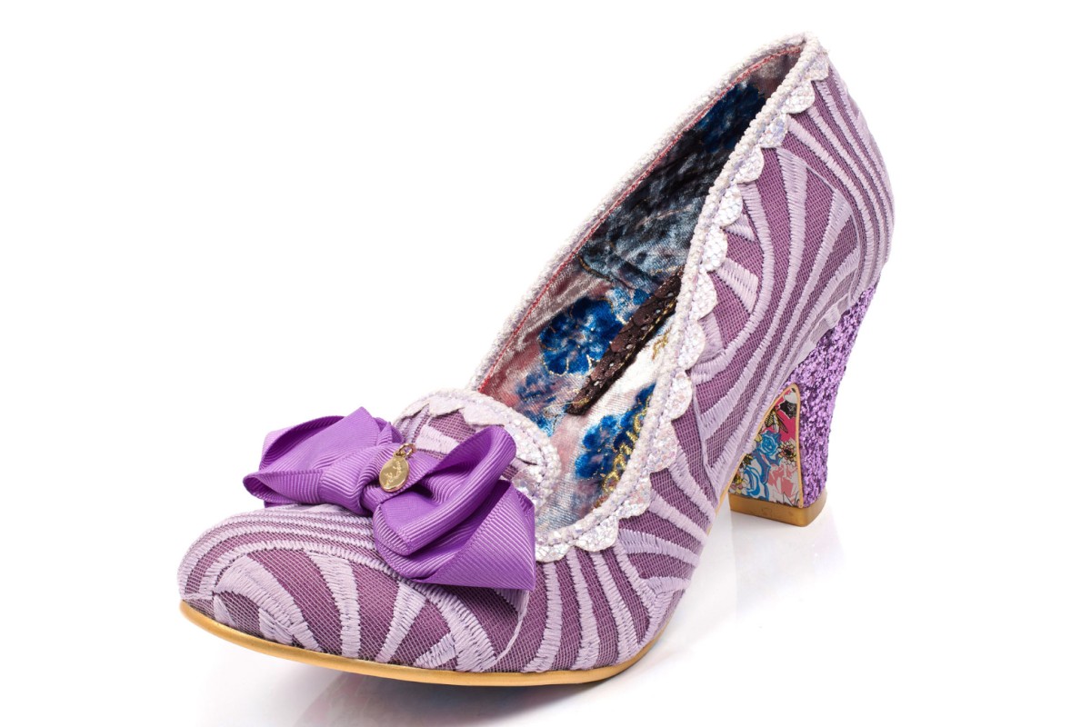 purple mid heels