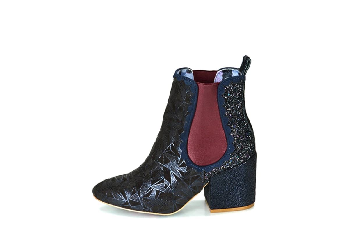 blue block heel ankle boots