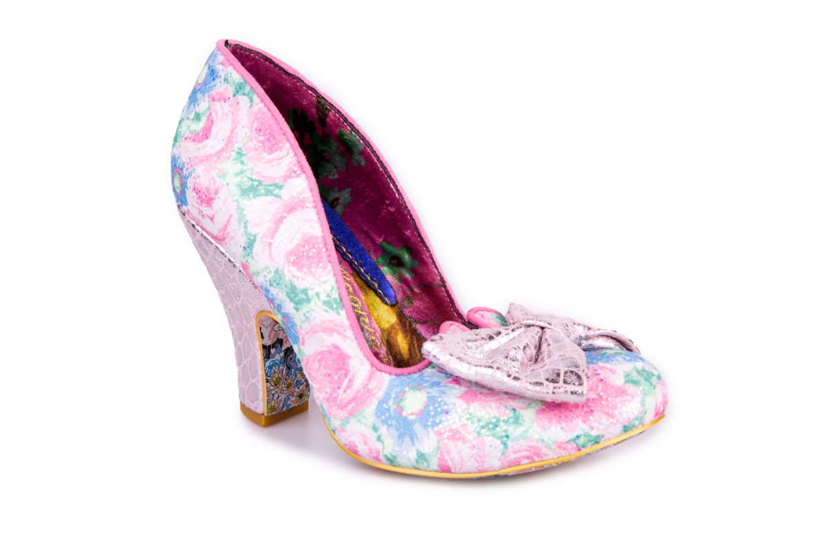 Irregular Choice Nick Of Time Pink Floral Glitter High Heel Shoes