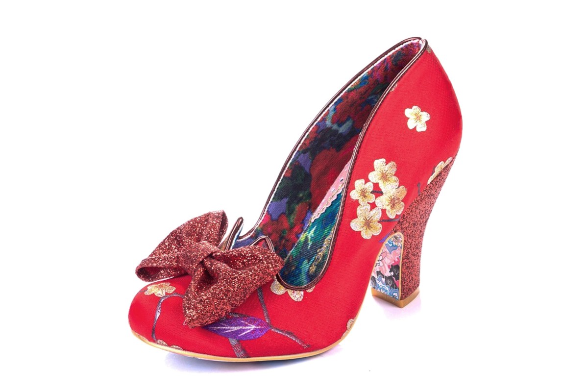 Red Floral High Heel Glitter Shoes 