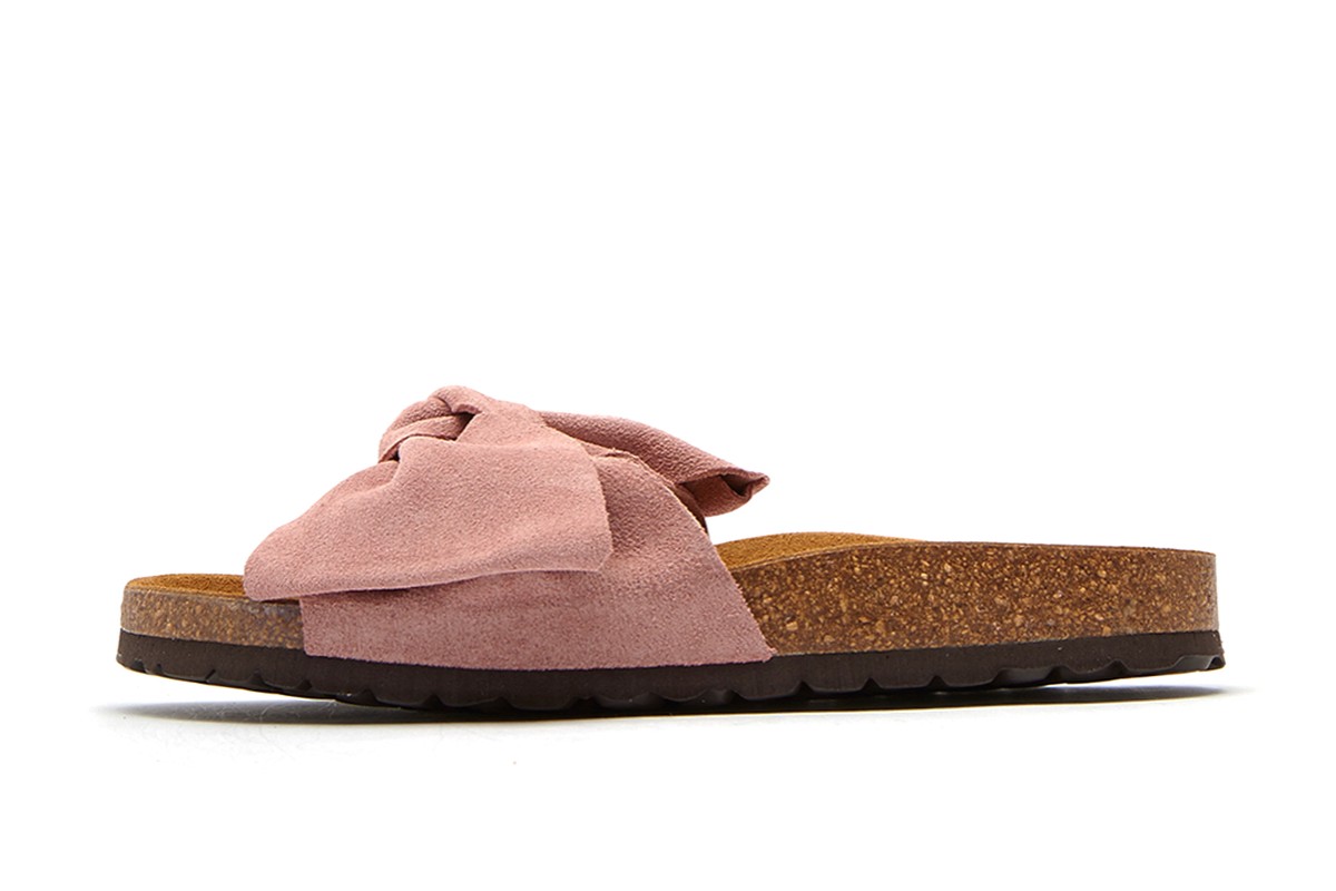 Joules Bayside Soft Pink Suede Bow Slides Flat Sandals Poolside White ...