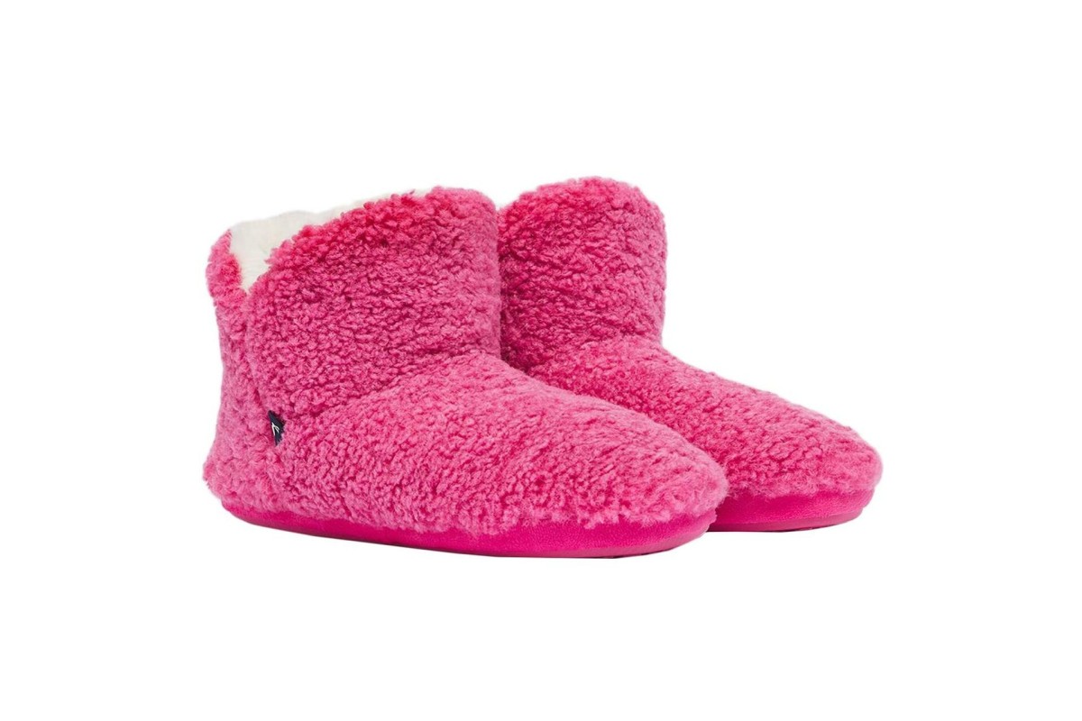 Joules Cabin Luxe Pink Borg Faux Fur Lined Slipper Boots