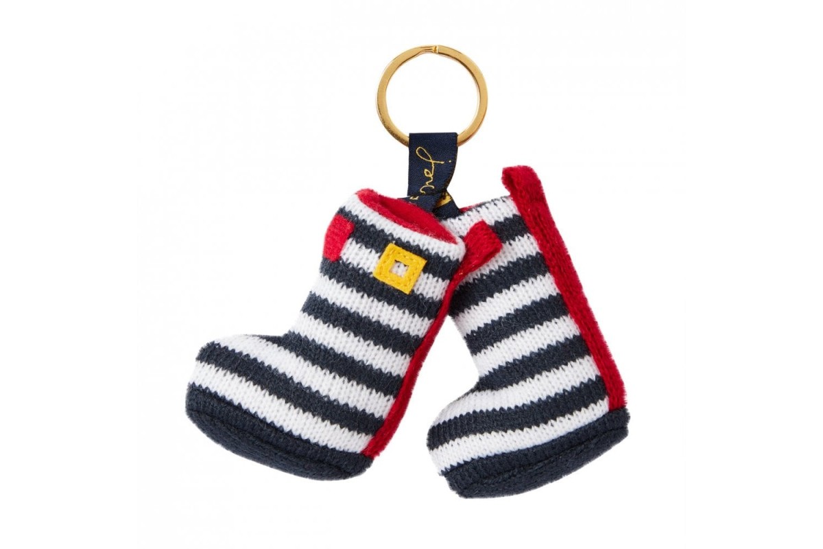 Joules Coxwold Navy Stripe Welly Boots Knitted Wellies Keyring