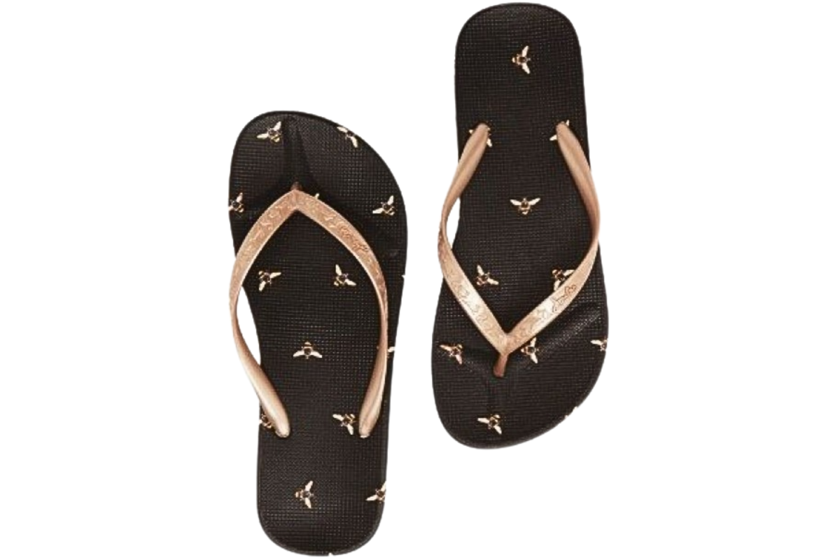 Joules Flip Flops Black Bee Womens Sandals KissShoe