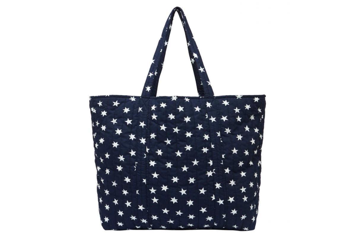 Joules Hillwood Navy White Star Print Quilted Tote Shoulder Bag