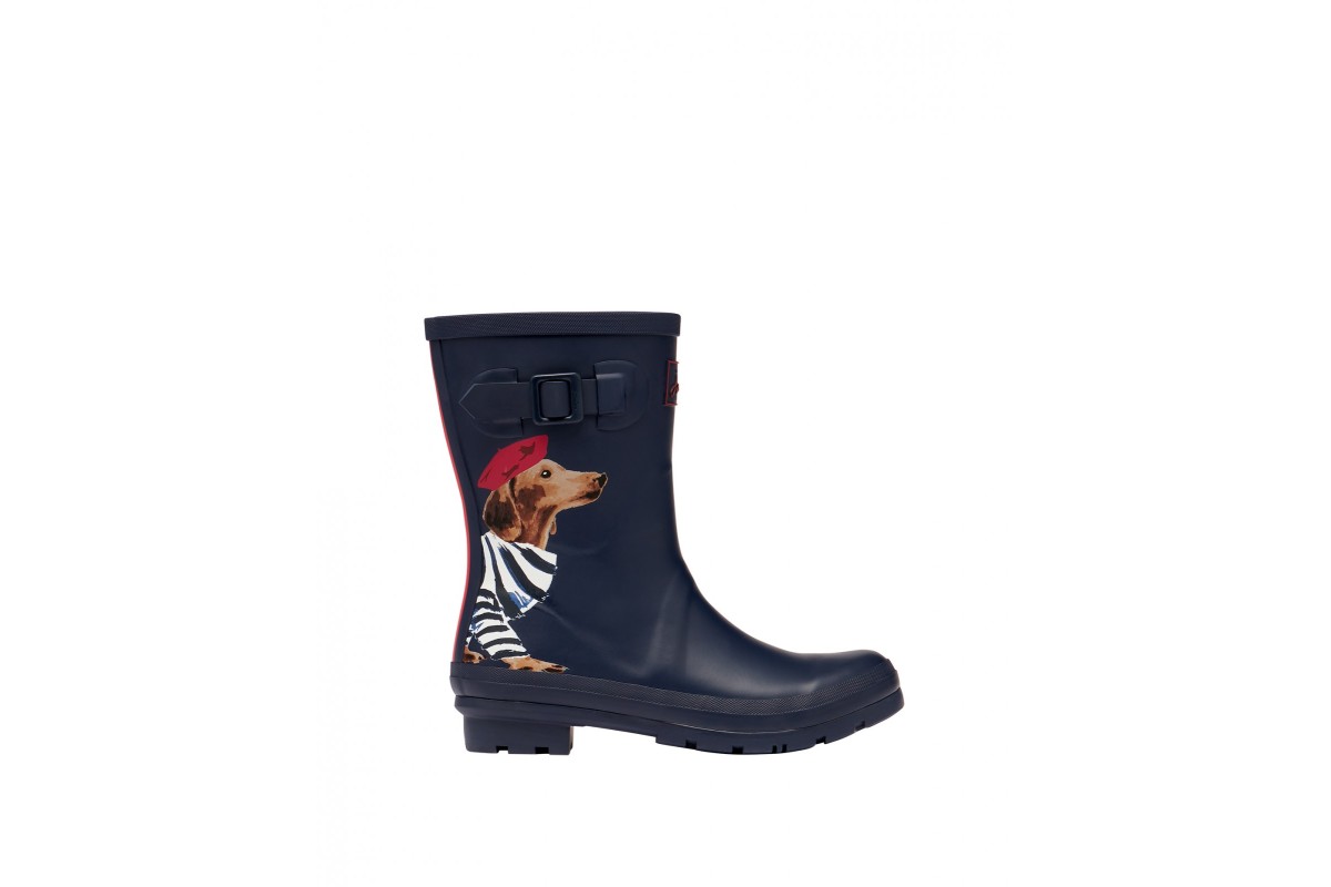 Joules Molly Welly Navy Sausage Dog Dachshund Ankle Boots Wellies