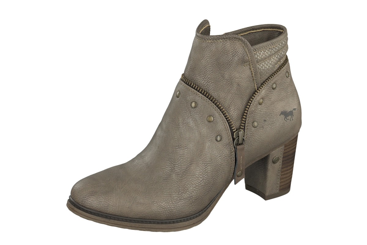 Mustang 1199-518 Taupe Light Brown Womens High Heel Ankle Boots