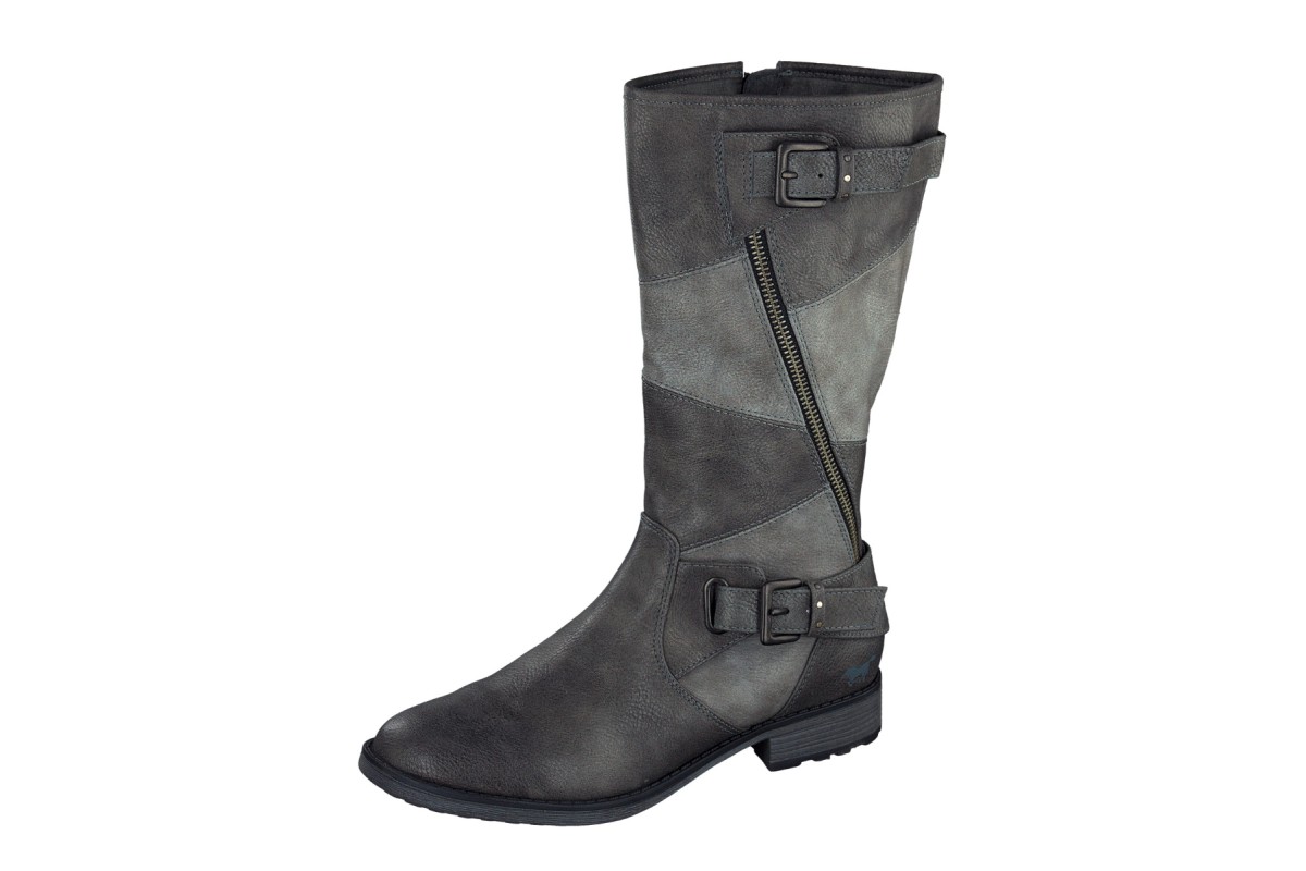 grey calf length boots