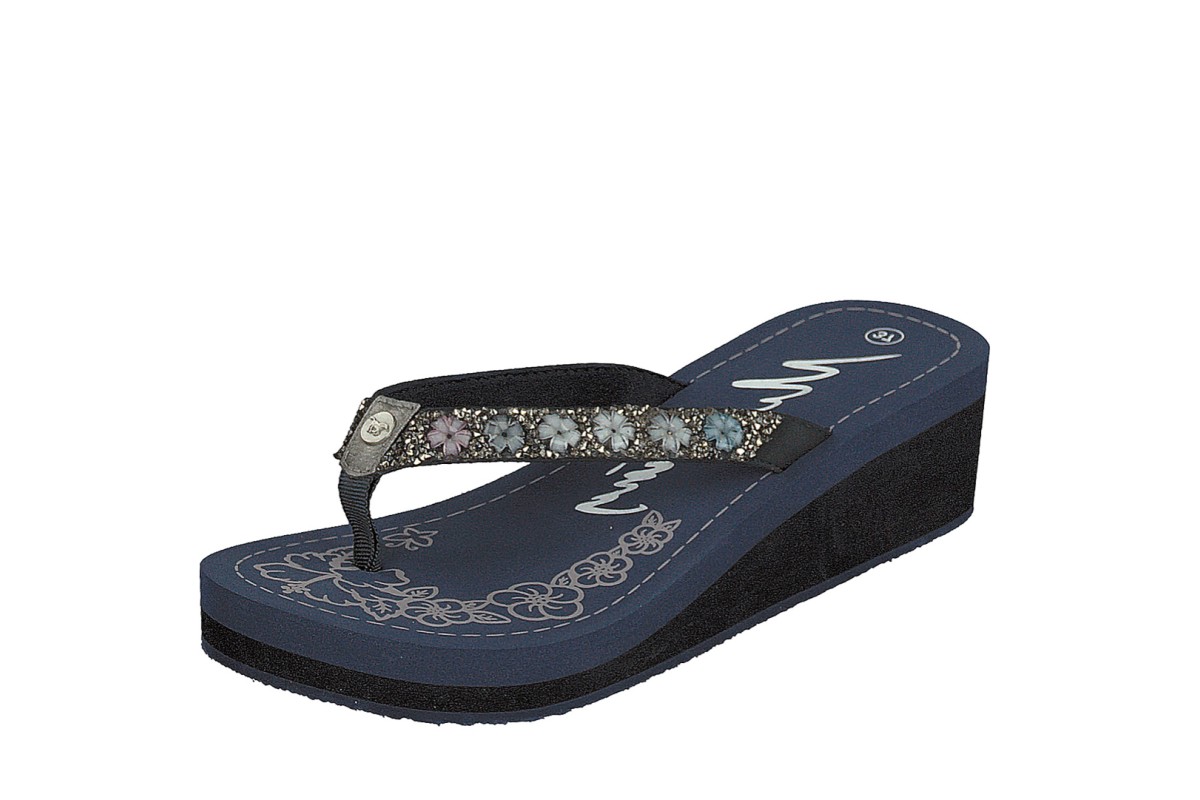 navy blue wedge flip flops