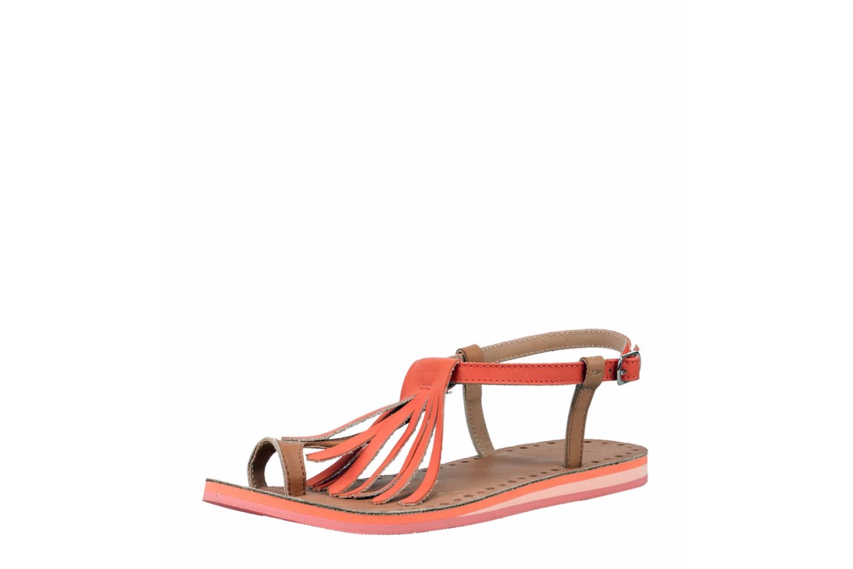coral leather sandals