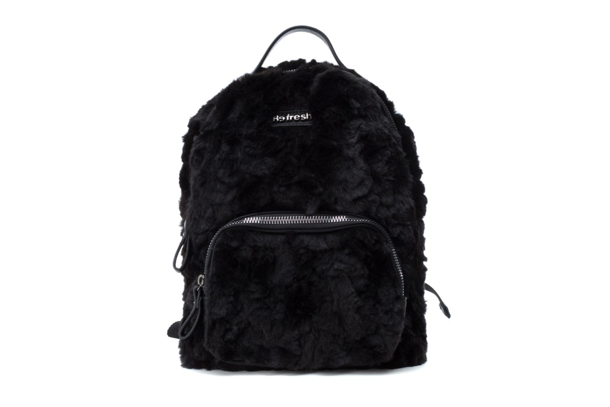 Refresh 83232 Black Faux Fur Backpack Bag