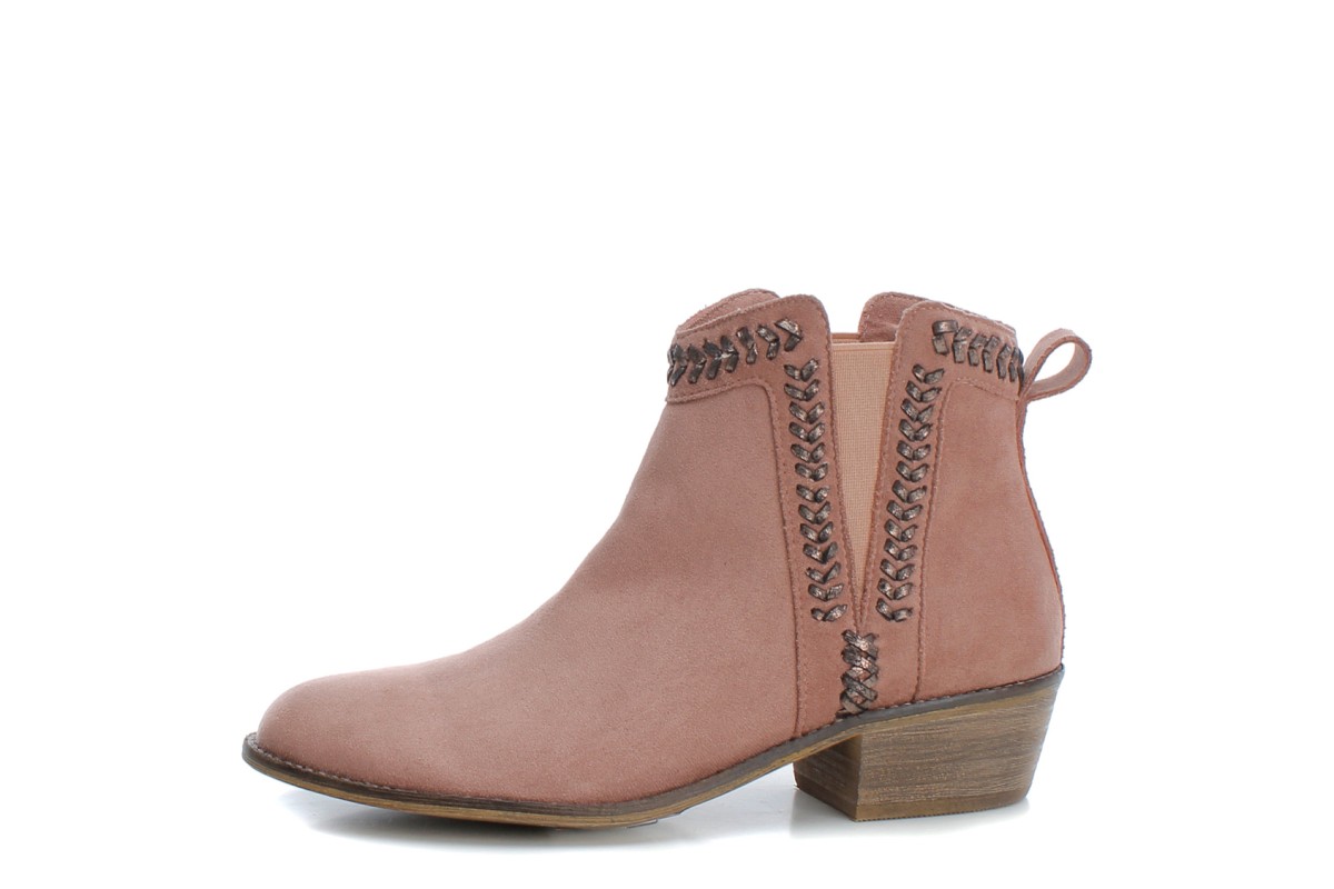 Refresh Nude Pink Faux Suede Low Block Heel Ankle Boots 69321