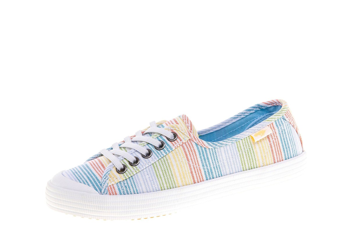 Rocket Dog Chow Chow Ravi Yellow Multi Pastel Stripe Low Top Trainers