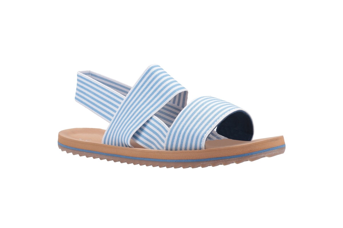 Rocket Dog Ellen Blue Stripe Elastic Strap Flat Comfort Sandals